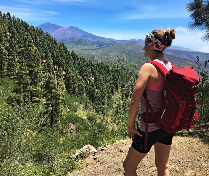 Vandrer har udsigt til vulkanen Teide på Tenerife