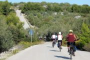 Cyklister kører ned ad bakke og op ad bakke