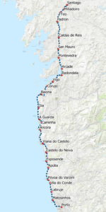 Den Portugisiske Camino Kystruten kort